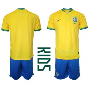 Brazílie Dětské Domácí dres komplet MS 2022 Krátký Rukáv (+ trenýrky)
